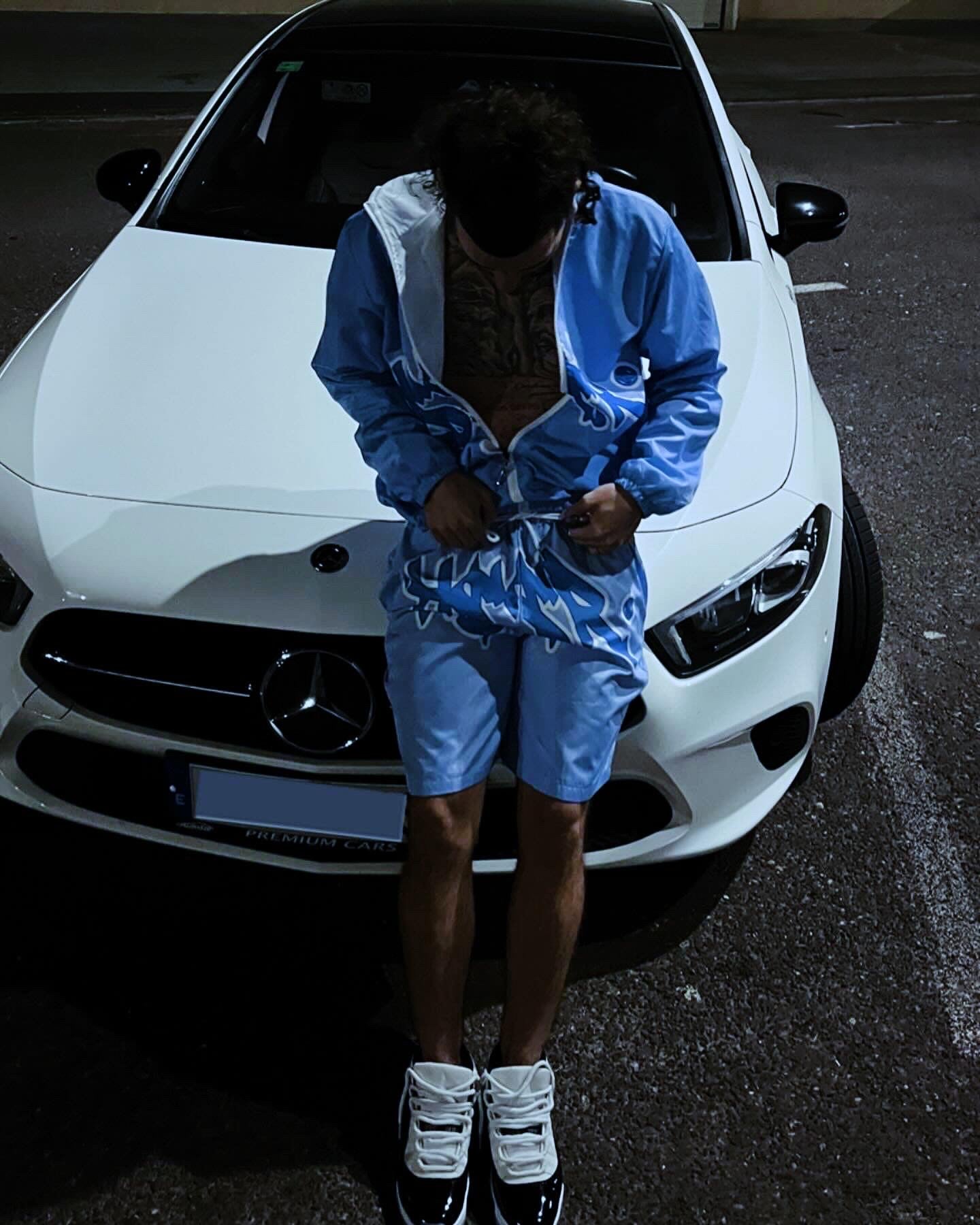 BAG CHA$ERZ BABY BLUE WINDPROOF SHORT TRACKSUIT